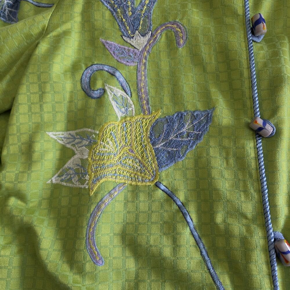 NWT Indigo Moon Jacket Womens XL Floral Embroidered Green Art-to-Wear Buttons - Picture 6 of 14